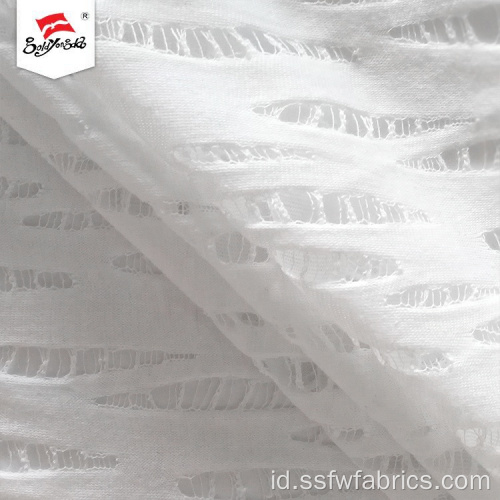 Putih 100% Polyester Jacquard Fabric Untuk Gaun